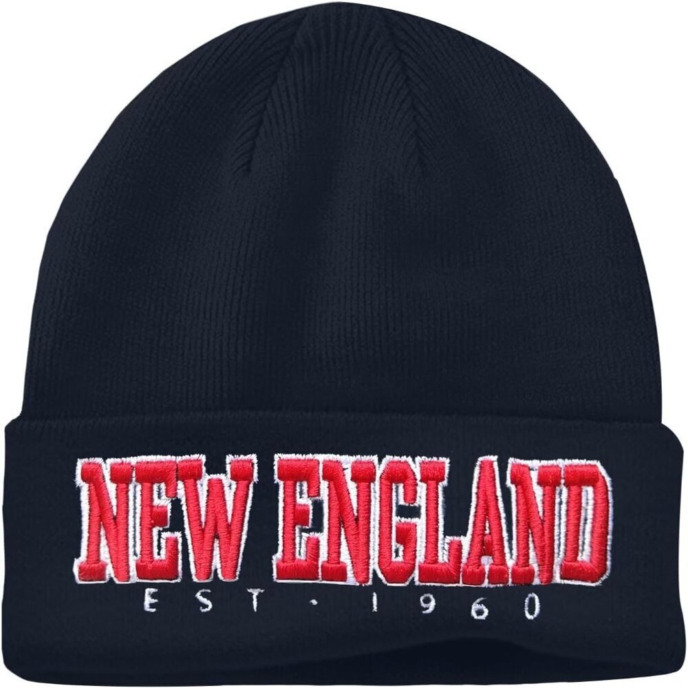 Women's Dark & Red Soft Knit Winter Hat For Cold Weather Beanie Toque Hat